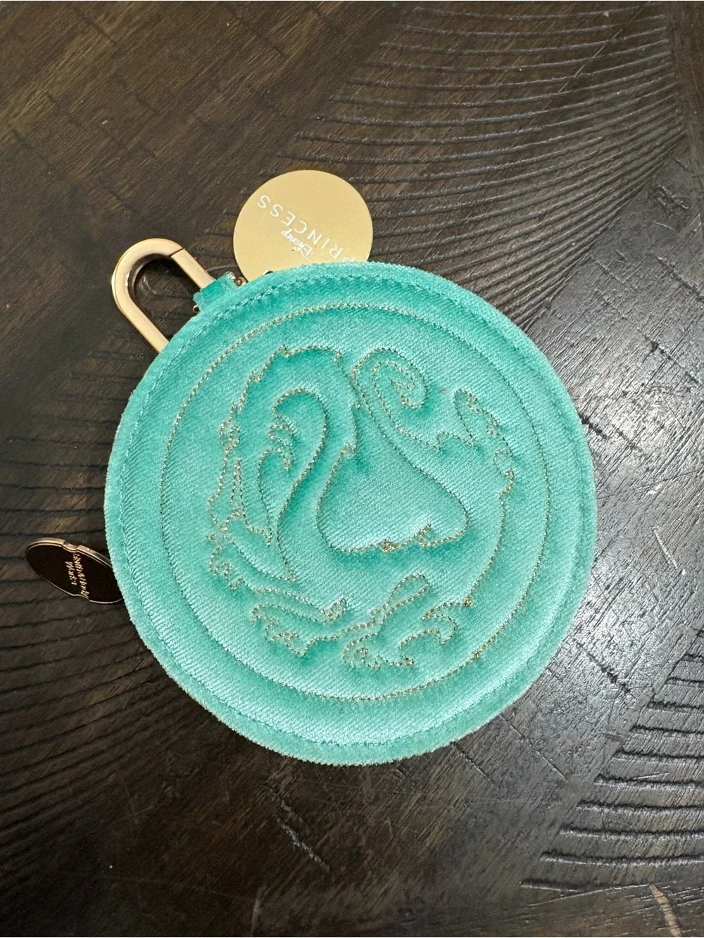 Disney Teal Round Coin Pouch with Embroidered Swan new